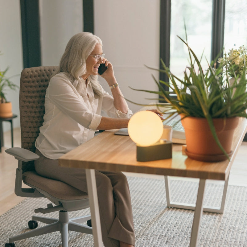Elements Wood Desk - Desert Rose in lifestyle shot